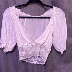 urban outfitters white low neck top